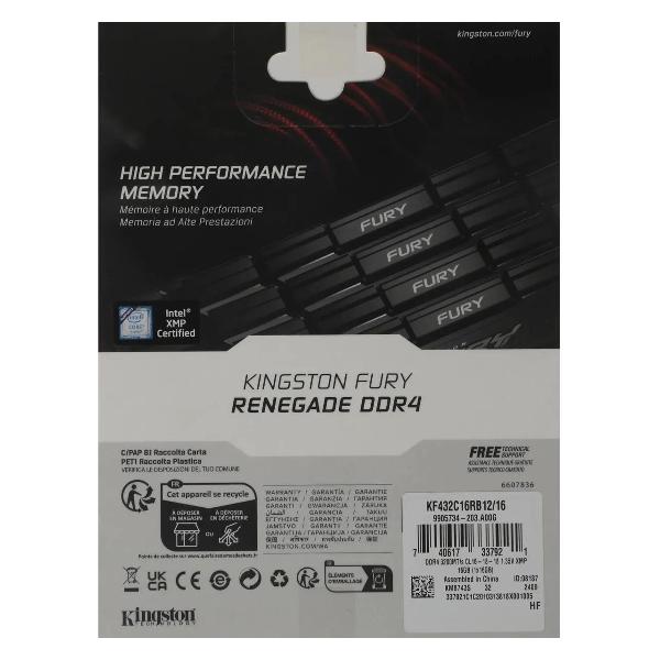 Оперативная память Kingston KF432C16RB12/16 FURY Renegade DDR4 16Gb 3200 MHz