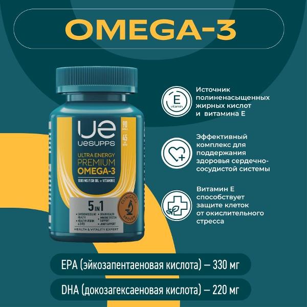 Витаминный комплекс UESUPPS Ultra Energy Premium Omega-3 (UES020298)