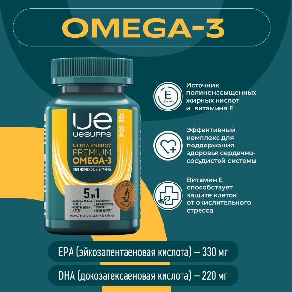 Витаминный комплекс UESUPPS Ultra Energy Premium Omega-3 (UES020083)