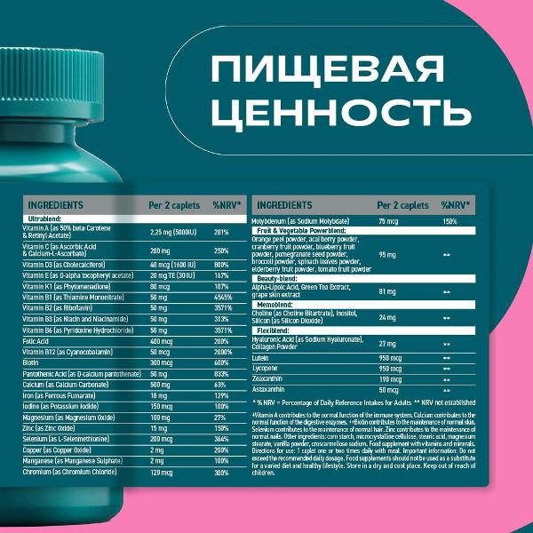 Витаминный комплекс для красоты и здоровья UESUPPS Ultra Energy Beauty Women Multivitamin (UES020748)