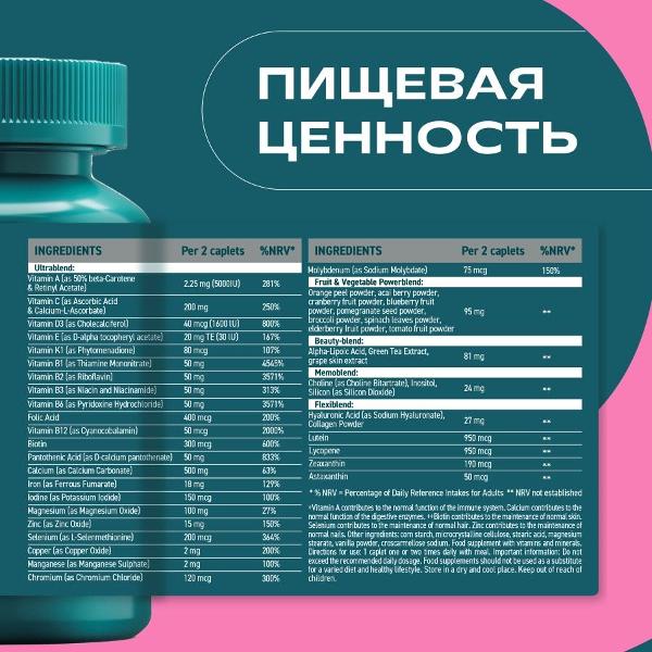 Витаминный комплекс для красоты и здоровья UESUPPS Ultra Energy Beauty Women Multivitamin (UES020045)