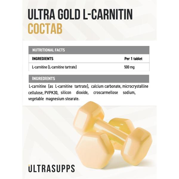 L-карнитин UltraSupps Ultra Gold L-Carnitine 90таб (ULT021424)