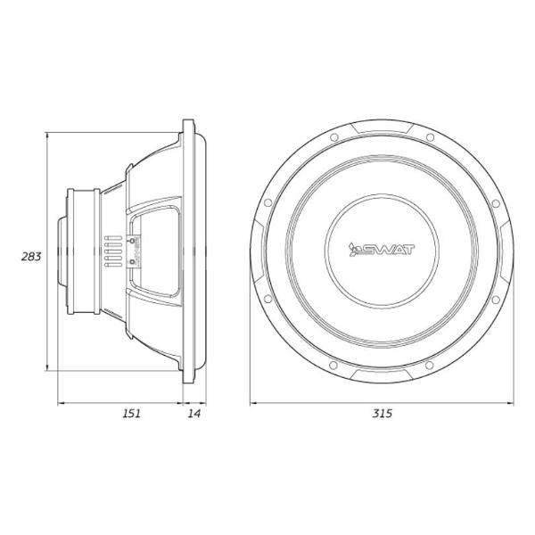 Активный автомобильный сабвуфер SWAT MAS-12 v.2