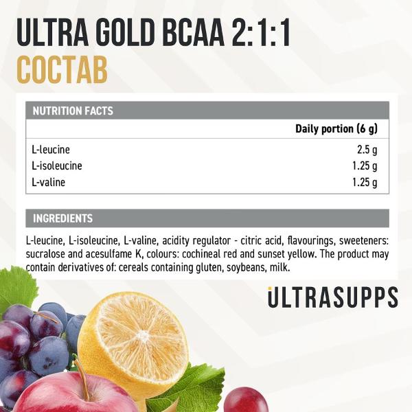 Аминокислота UltraSupps Ultra Gold 50п. фруктовый пунш 300г (ULT021103)