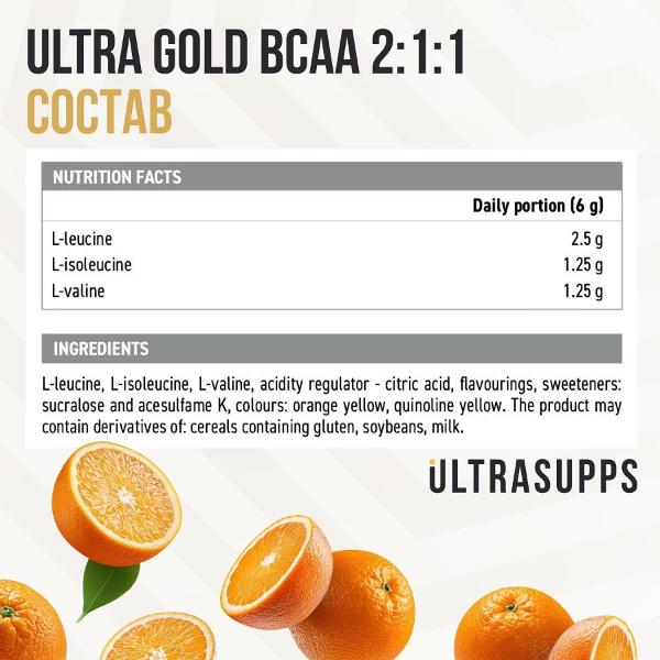 Аминокислота UltraSupps Ultra Gold 50п. апельсин 300г (ULT021080)