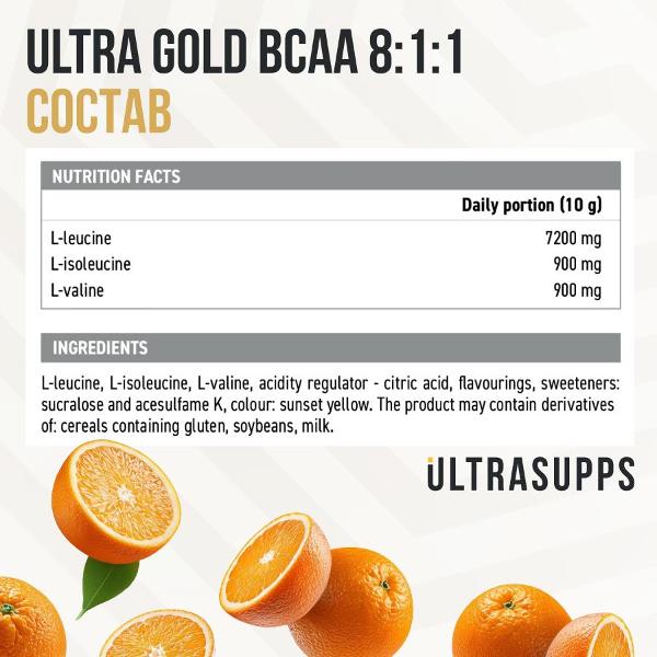 Аминокислота UltraSupps Ultra Gold 30п. апельсин 300г (ULT021110)