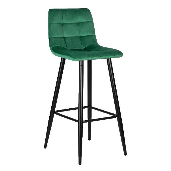 Стул барный DOBRIN Nicole LML-8078 черный матовый/зеленый велюр
