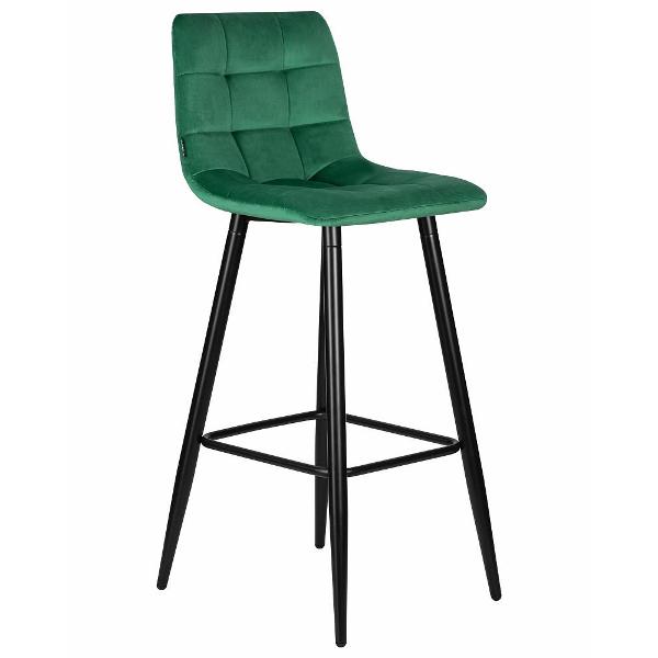 Стул барный DOBRIN Nicole LML-8078 черный матовый/зеленый велюр