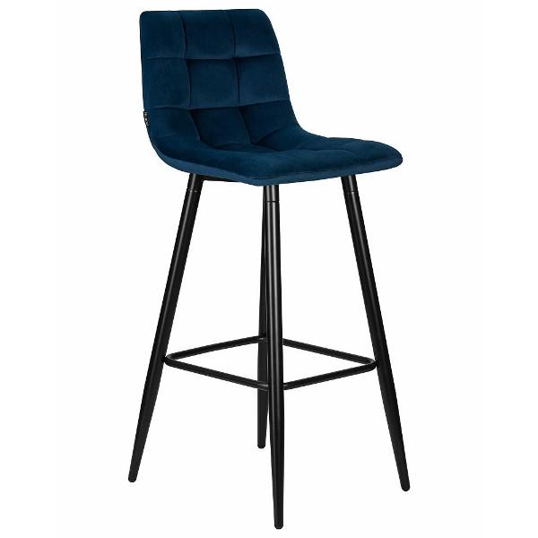 Стул барный DOBRIN Nicole LML-8078 черный матовый/темно-синий велюр