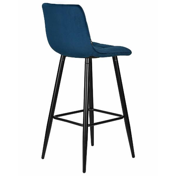 Стул барный DOBRIN Nicole LML-8078 черный матовый/темно-синий велюр