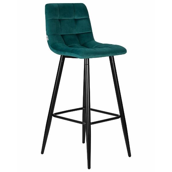 Стул барный DOBRIN Nicole LML-8078 черный мат./морской волны велюр