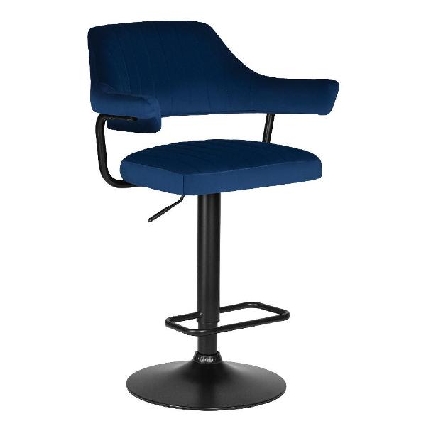 Стул барный DOBRIN Charly Black LM-5019 синий велюр