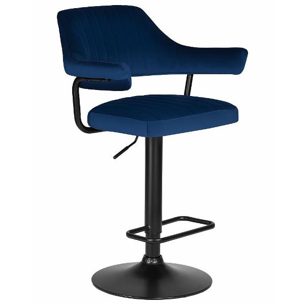 Стул барный DOBRIN Charly Black LM-5019 синий велюр
