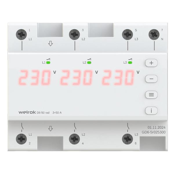 Реле напряжения Welrok D6-50 red