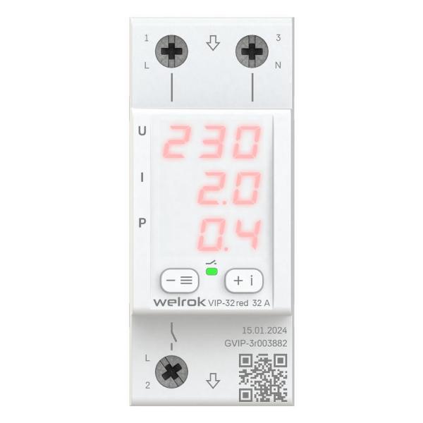 Реле напряжения Welrok VIP-32 красный