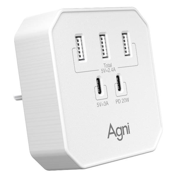Сетевое зарядное устройство AGNI TP-WB2U3E White фото