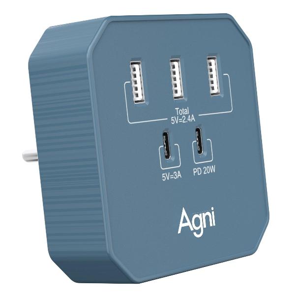 Сетевое зарядное устройство AGNI TP-WB2U3E Blue фото