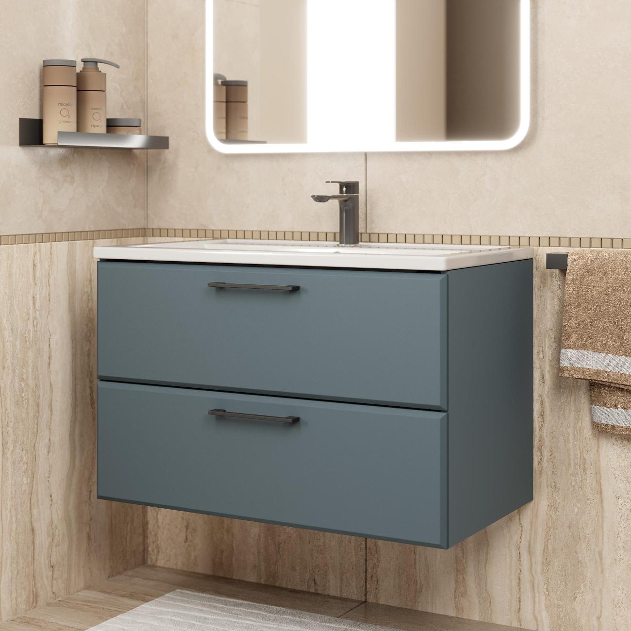 Тумба под раковину Uperwood Foster New 80 см, подвесная, серый графит