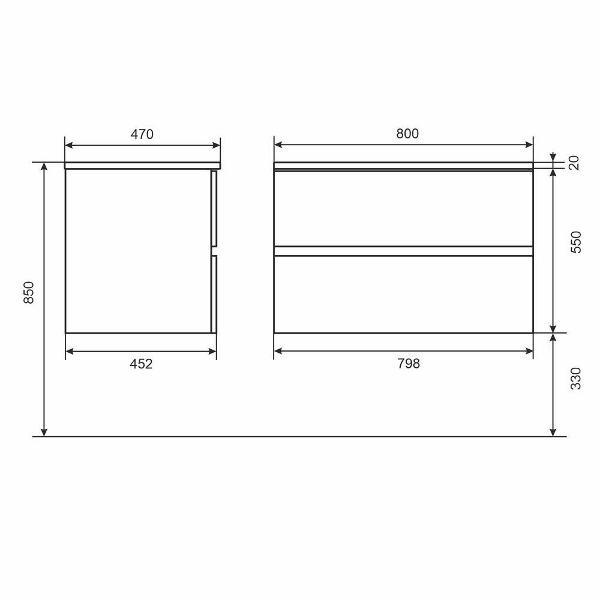 Тумба под раковину Uperwood Barsa 80 см, подвесная, белая/дуб сонома