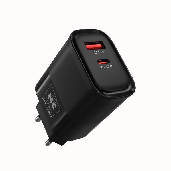 Сетевое зарядное устройство More Choice 1USB+1Type-C 3.0A PD 35W+QC3.0 NC82a Black