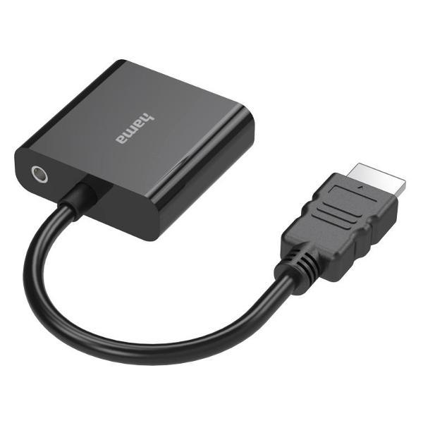 Адаптер Hama HDMI на разъем VGA и аудио разъём 3,5 мм (Jack), Full HD 2K, черный 200343