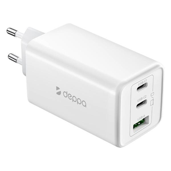 Сетевое зарядное устройство Deppa 11476 2xUSB-C + USB-A, PD 3.0, QC 4.0+, 100W, GaN, белый