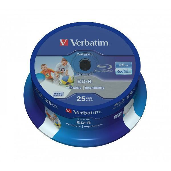 BLU-RAY-видеодиск Verbatim BD-R SL 25 ГБ 6X DataLife HTLНС Print NoID 25 шт.