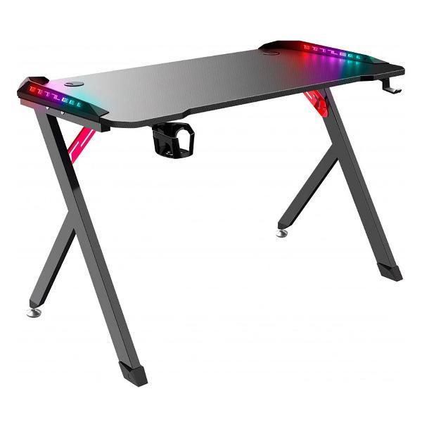 Стол компьютерный игровой Defender Spirit, RGB-подсветка, черный