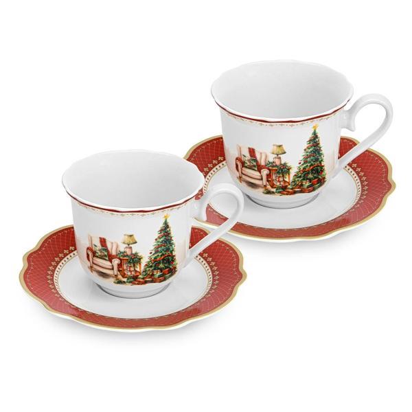 Кружка FISSMAN CHRISTMAS EVE 250 мл с блюдцами