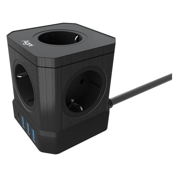 Сетевой фильтр AGNI TP-VE4U5E-C-W-3m черный