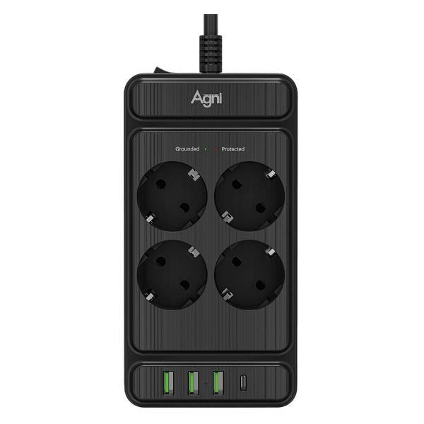 Сетевой фильтр AGNI TP-FS4U4E-PD-5m черный фото