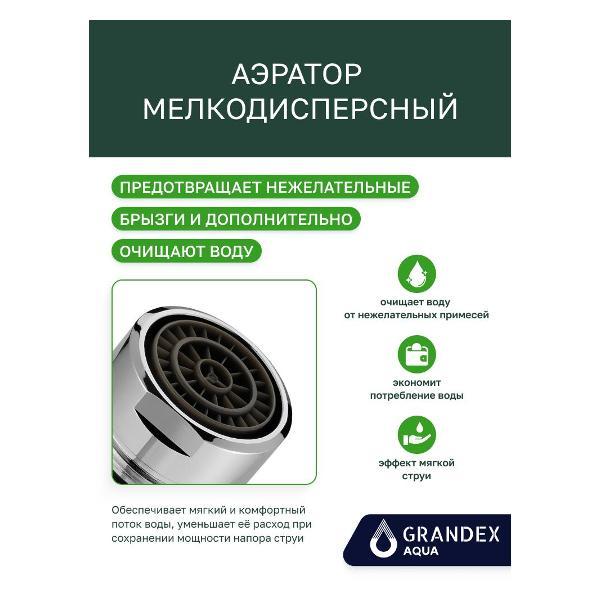Смеситель GRANDEX AQUA BASIC-L нержавеющая сталь