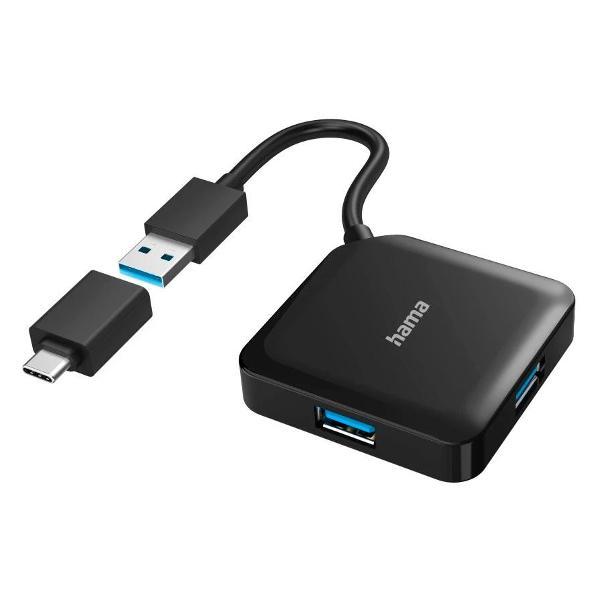 Разветвитель для компьютера Hama 4 порта, 4x USB-A - USB 3.2 Gen1, 5 Гбит/с. USB-C, 200116