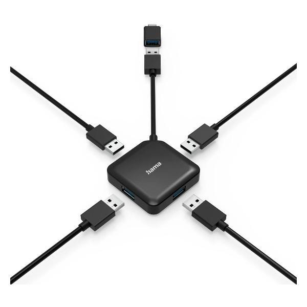 Разветвитель для компьютера Hama 4 порта, 4x USB-A - USB 3.2 Gen1, 5 Гбит/с. USB-C, 200116