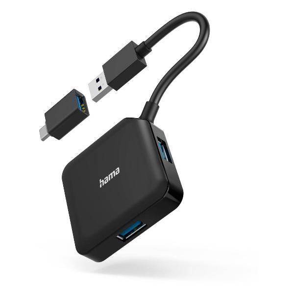 Разветвитель для компьютера Hama 4 порта, 4x USB-A - USB 3.2 Gen1, 5 Гбит/с. USB-C, 200116