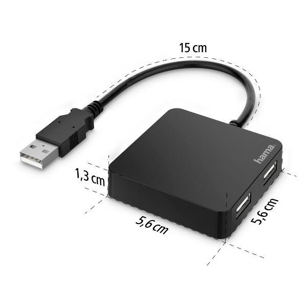 Разветвитель для компьютера Hama 4 порта, 4x USB-A - USB 2.0, 480 Мбит/с, 200121