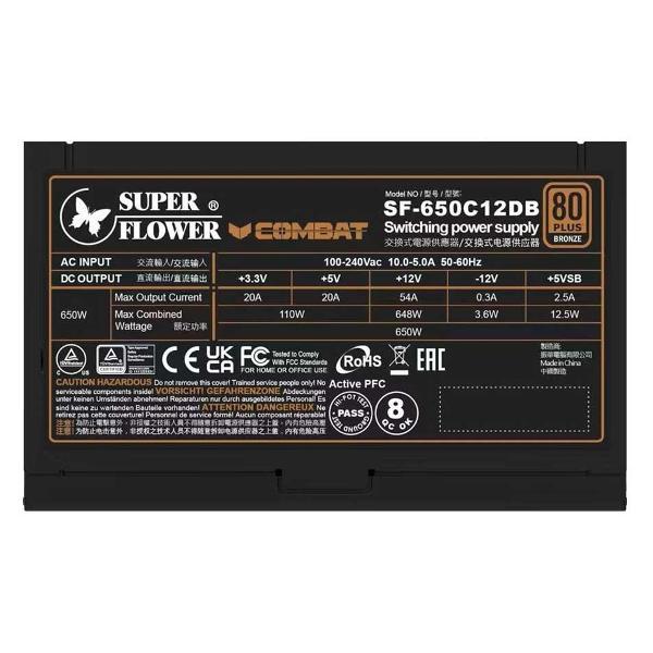 Блок питания Super Flower Combat DB 650W ATX Bronze (SF-650C12DB)