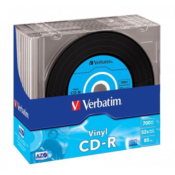 Диск CD-R Verbatim 700 МБ 52X AZO Data Vinyl, 10 шт. тонк короб