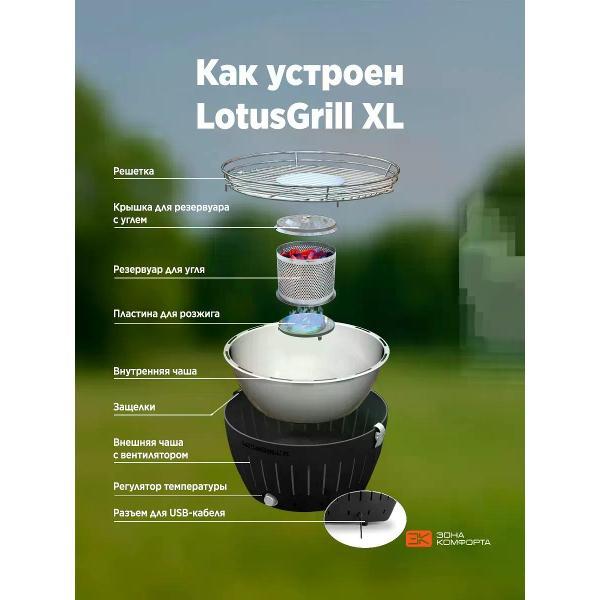 Угольный гриль Lotus Grill XL Anthracite серый