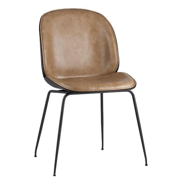 Стул Stool Group для кухни обеденный Турин, бежевая экокожа, черные ножки (комплект 2 шт)