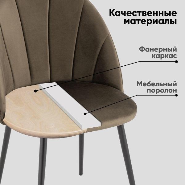Стул Stool Group для кухни обеденный Логан NEW велюр коричневый (комплект 2 стула)