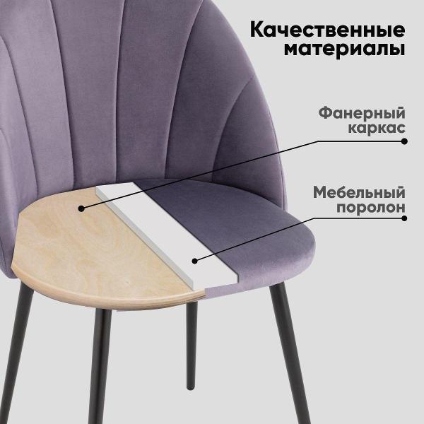 Стул Stool Group для кухни обеденный Логан NEW велюр пыльно-сиреневый (комплект 2 стула)