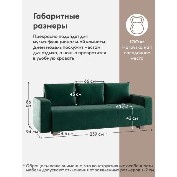 Диван Правила мебели Сали 54924 зеленый (186362)