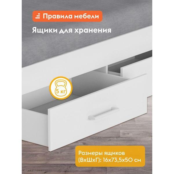 Кровать Правила мебели Жаклин белая (155077)