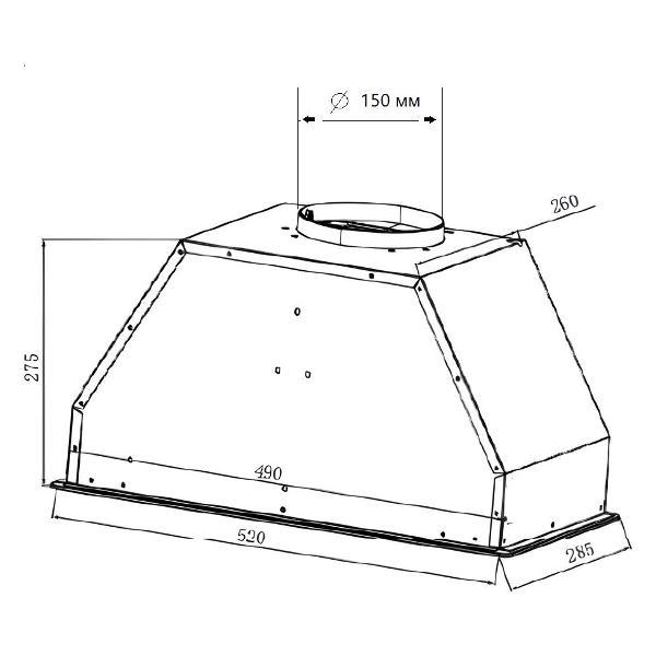 Вытяжка встраиваемая TASKER Power 600 Glass черный