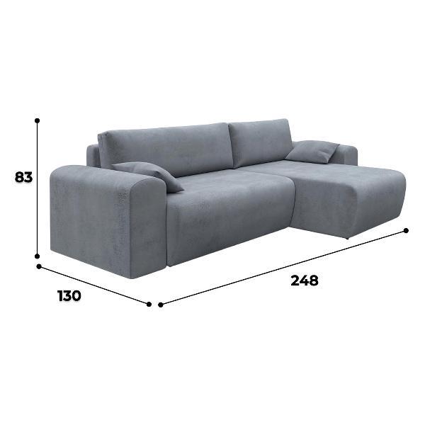 Диван Лига Диванов Лига-099 угол универсальный (полностью велюр TOWER 10 серый)