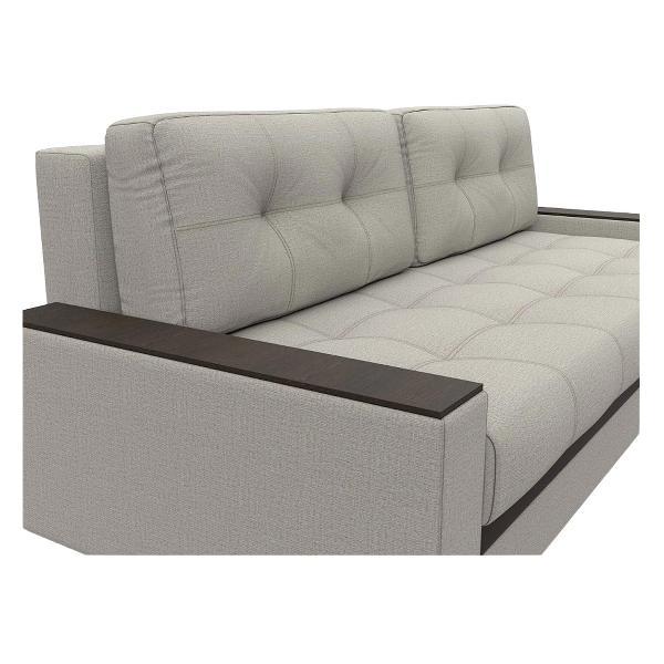 Диван Лига Диванов с декором Лига-096 НПБ (полностью рогожка Амур 02 бежевый, вставка экокожа коричневый)