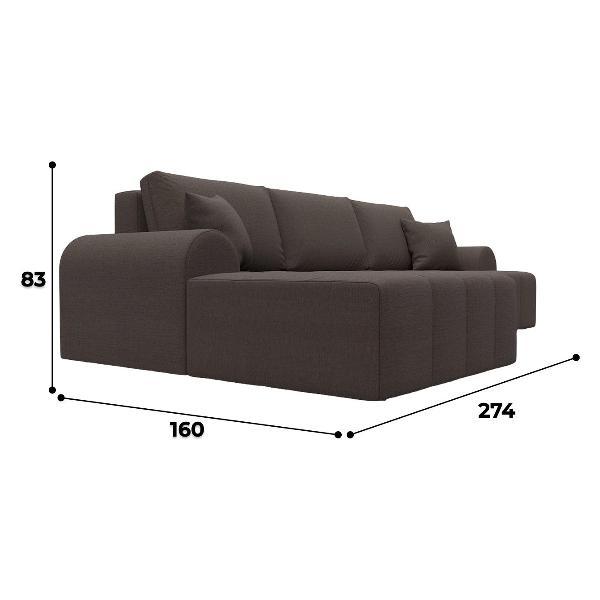 Диван Лига Диванов Лига-080 угол левый (полностью рогожка Амур 05 коричневый)