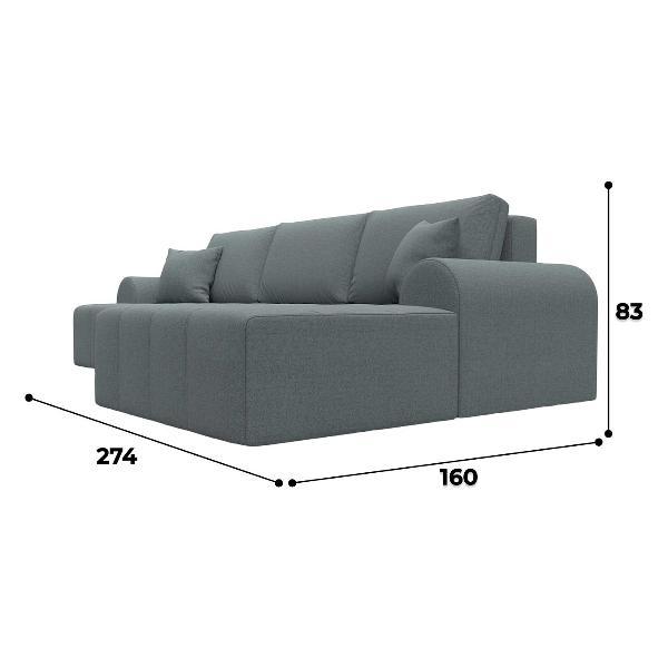 Диван Лига Диванов Лига-080 угол правый (полностью рогожка Амур 07 серый)