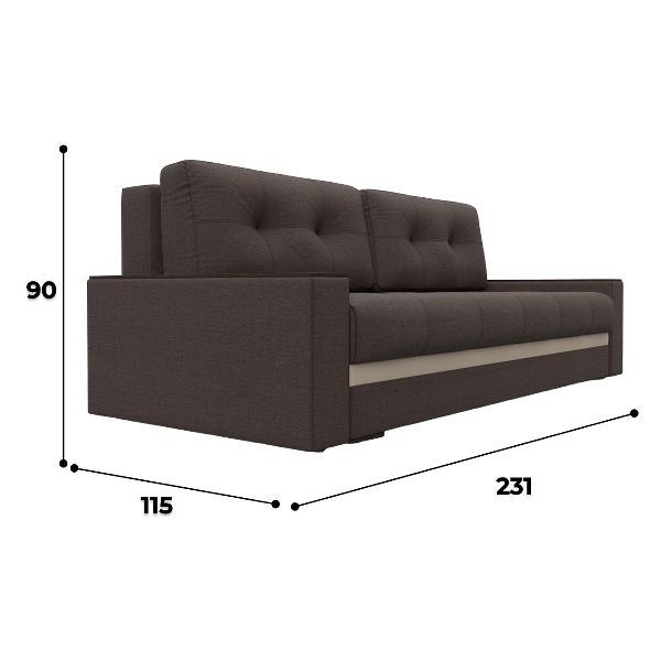 Диван Лига Диванов с декором Лига-096 НПБ (полностью рогожка Амур 05 коричневый, вставка экокожа бежевый)